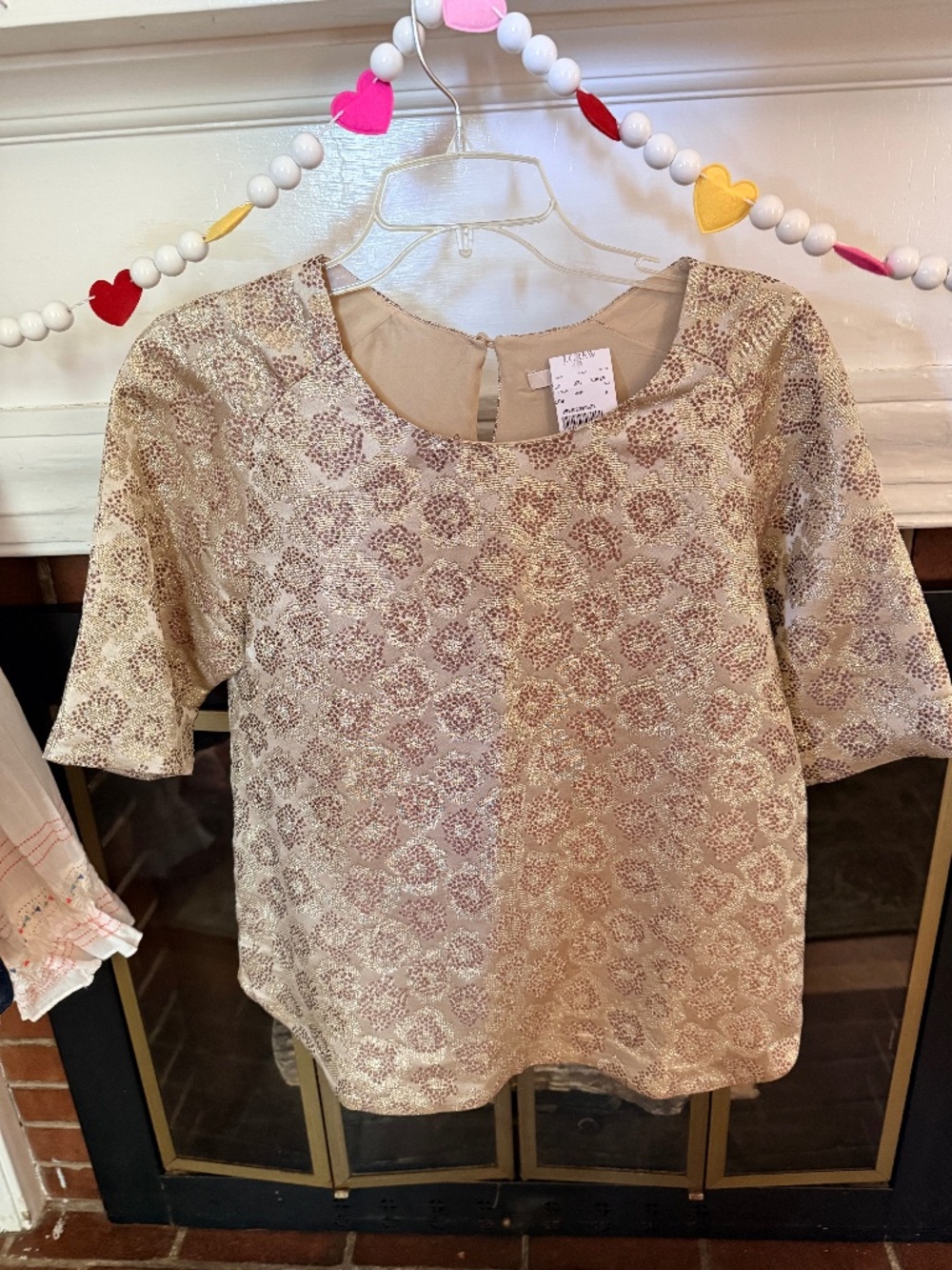 J Crew Silk Top Metallic Gold and Metallic Burgundy